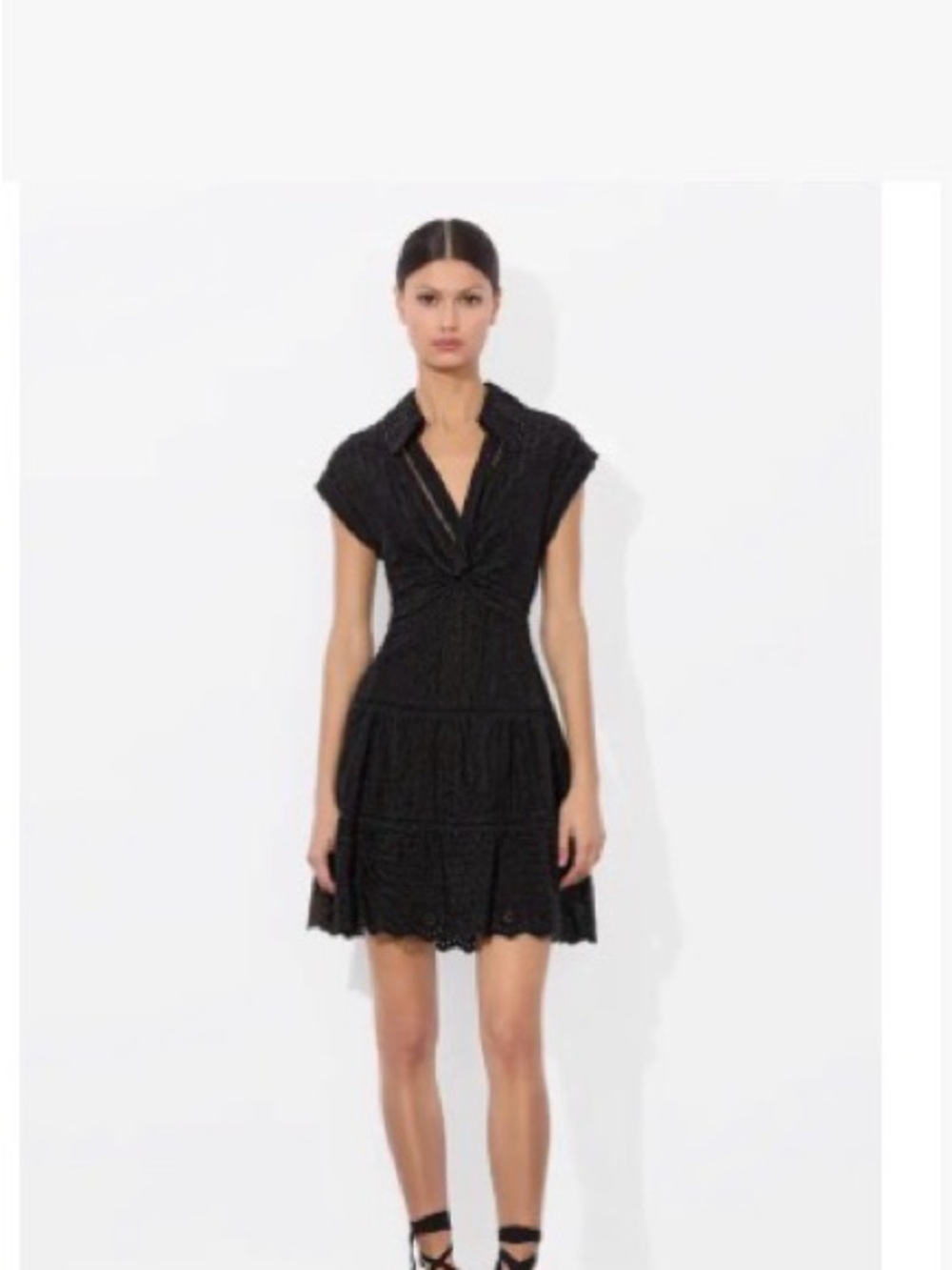 Alice + Olivia black eyelet dress